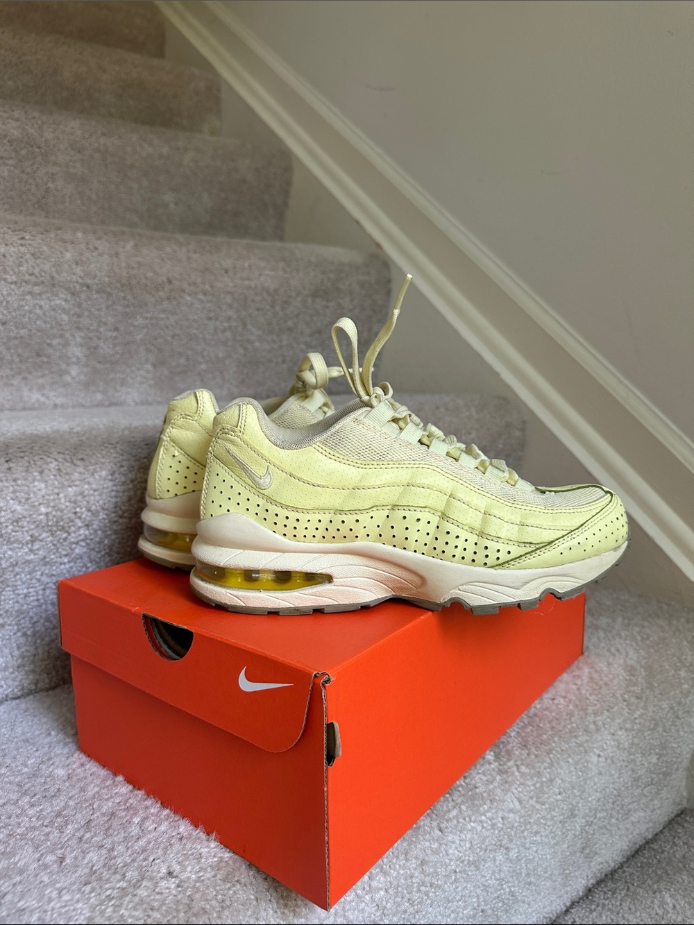 Nike Women’s Pale Yellow and Cream Air Max-Style Sneakers